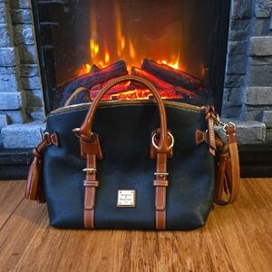 Dooney & Bourke Black and Tan Shoulder Bag